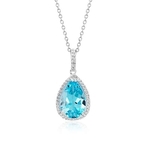 Sky Blue Topaz Elegant Halo Pendant in Sterling Silver (14x9mm) | Blue Nile