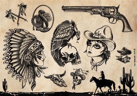 Western Tattoo Flash Printable Calendars AT A GLANCE