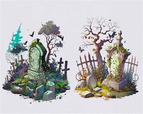 Halloween clipart Graveyard clipart Grave clipart Halloween - Etsy Brasil