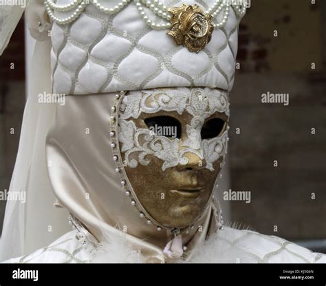 Costumed Attendee At The Venice Carnival Carnevale Di Venezia An