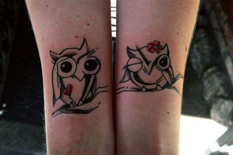 Cute Owl Couple Tattoo