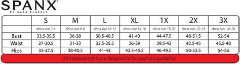 Spanx Pants Size Guide