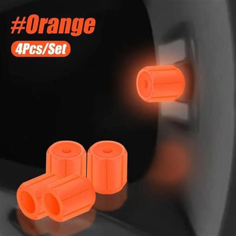 Orange Bouchons De Valve De Pneu De Voiture Fluorescents Bouchons De