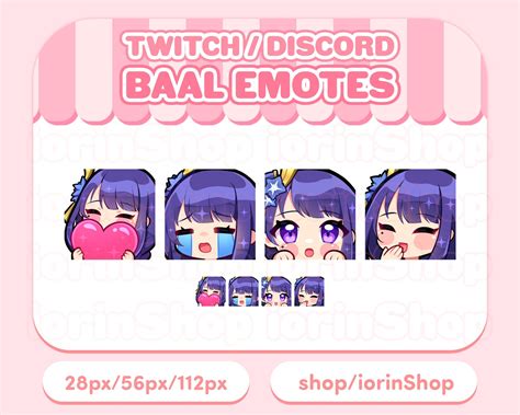 Raiden Shogun / Baal Genshin Impact Emote Set Twitch Discord Streamer Anime Cute Kawaii Game - Etsy