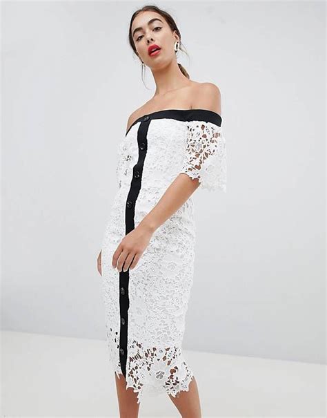 River Island Lace Off The Shoulder Midi Dress White Dress Summer White