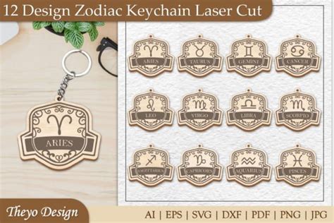 Design Zodiac Keychain Laser Cut Graphic By Theyo Design Creative