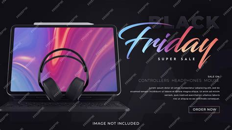 Premium PSD | Black friday sale with desktop laptop and headphone with ...