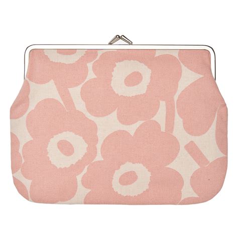 Marimekko Mini Unikko Puolikas Kukkaro Purse Cotton Pink Finnish