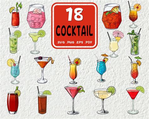 Cocktail Svg Summer Time Cocktails Svg Bundle Glasses Svg Drinks Svg