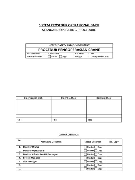 Sop Procedur Pengoperasian Crane Pdf