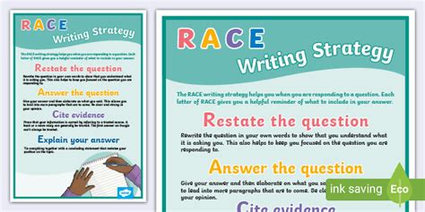 Race Writing Strategy Poster Australian Primary Resources