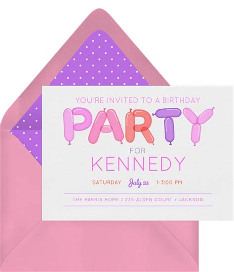 Party Balloons Invitations Greenvelope