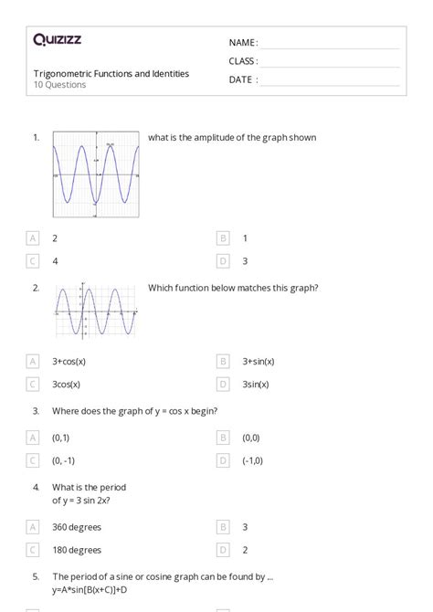 50 Trigonometric Functions Worksheets For 10th Year On Quizizz Free