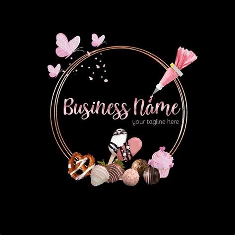 Sweet Treats Logo Design Piping Bag Logo Bakery Logo Butterfly