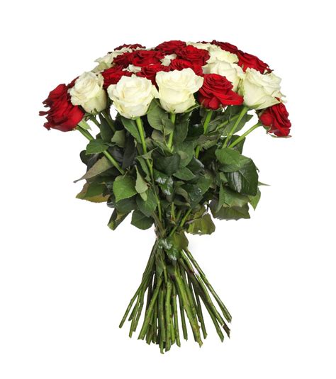 Bouquet De Roses Rouges Et Blanches Longues Tiges Cm Autant De