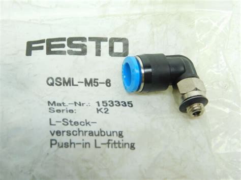 New Festo Model Qsml M5 6 Part 153335 Push In L Fitting Pipe