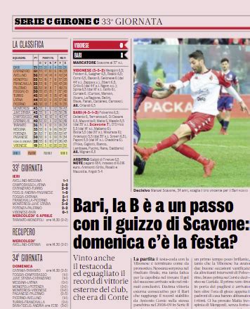 Bari la B è a un passo con il guizzo di Scavone domenica c è la festa