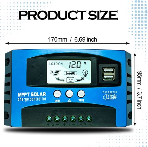 POWLSOJX Controlador de carga solar de 80 A 12 V24 V autoadaptación