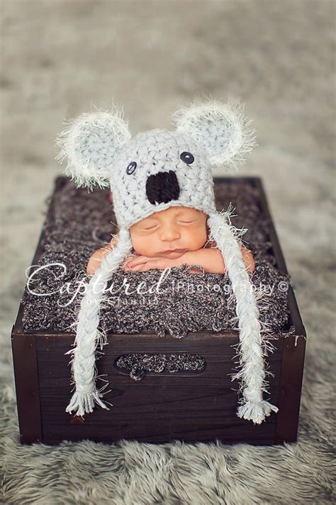 Koala Bear Hat Gray Fuzzy Newborn Photography Prop | Etsy