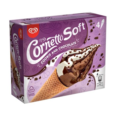 Cornetto Soft Παγωτό Πύραυλος Cookies And Chocolate 4τεμ 324gr 560ml