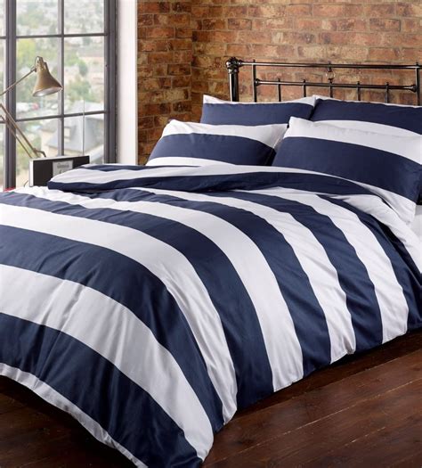 Louisiana Bedding Horizontal Navy And White Stripe Duvet Cover Set 100