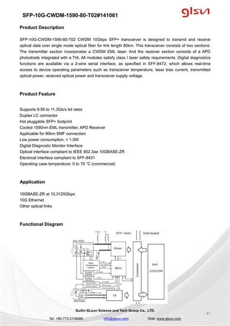 Sfp 10g Cwdm 1590nm 80km Optical Module 141061 Pdf