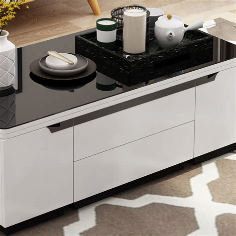 Modern White Lift Top Coffee Table with Drawers & Storage Multifunction ...