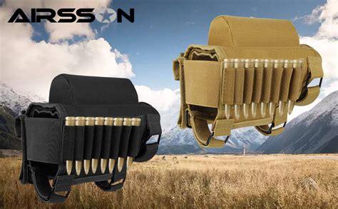 Airsson Tactical Rifle Cheek Rest Holder With 2 Molle Pouch For 8 Grid Shells And 2