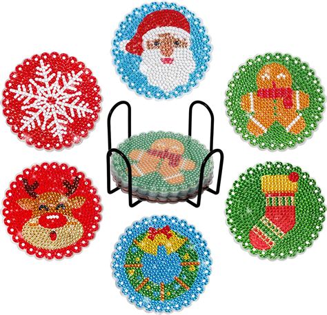 Amazon 6pcs Christmas Diamond Painting Coasters With Holder