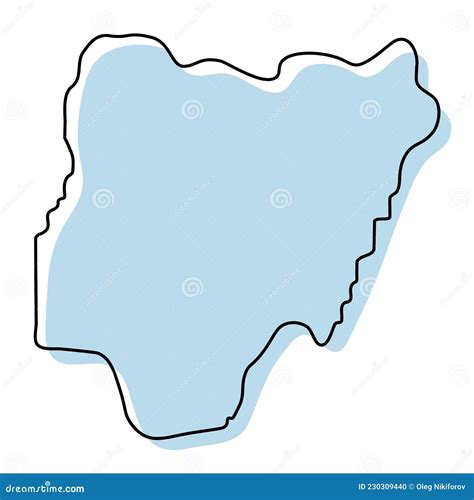 Stylized Simple Outline Map Of Nigeria Icon Blue Sketch Map Of Nigeria