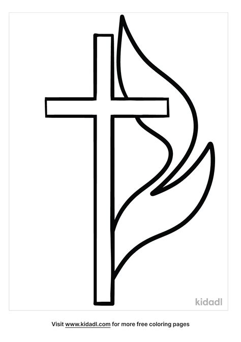 Stencil United Methodist Cross And Flame Bing Images Sketch Coloring Page