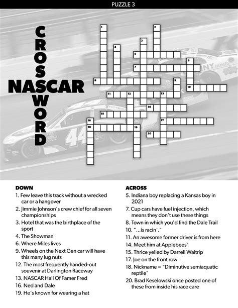 Nascarcasm Nascar Crossword Puzzles Nascar