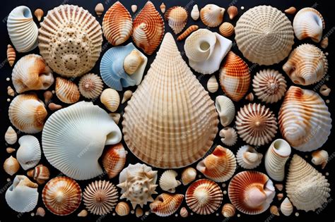 Premium Photo | Several types of seashells arranged together