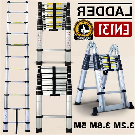 Ft Aluminum Multi Purpose Telescopic Ladder Extension Foldable