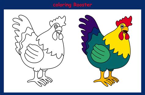 Children Trace And Coloring Rooster 5058321 Vector Art At Vecteezy