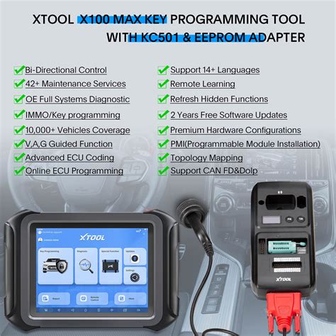 Xtool X100 MAX Auto Key Programmer IMMO Elite Diagnostic Tools With KC501