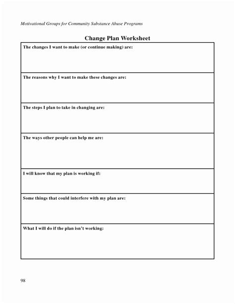 Stages Of Change Worksheets