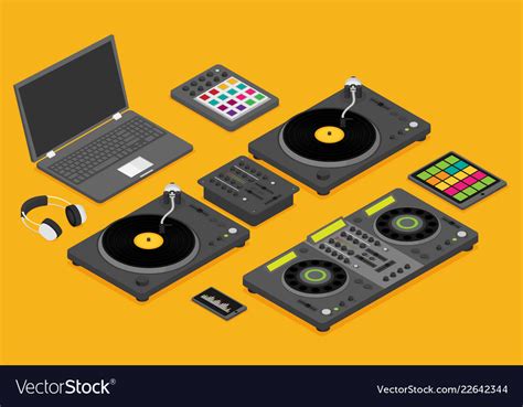 Dj Devices Set In Isometric Flat Style Isolated Vector Image