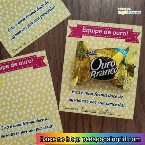 Lembrancinha para Equipe Cartão Equipe de Ouro