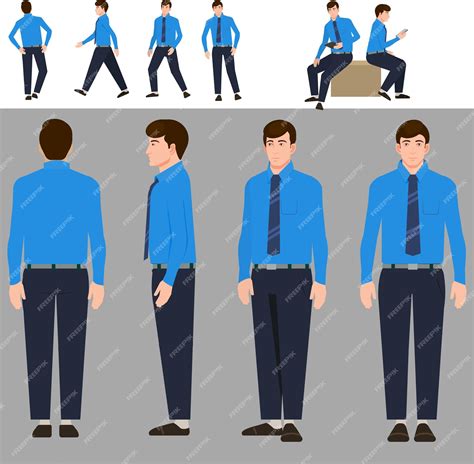 Premium Vector | Human character turnaround comfortable for animation ...