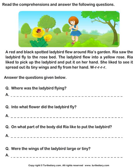 Download And Print Turtle Diarys Reading Comprehension Ria Garden Workshee Writing