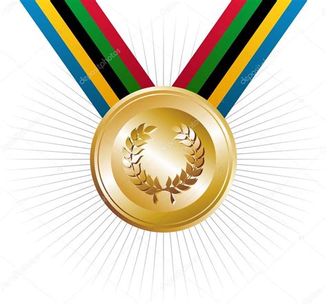 Olympics games gold medal with laurel wreath — Stock Vector © cienpies ...