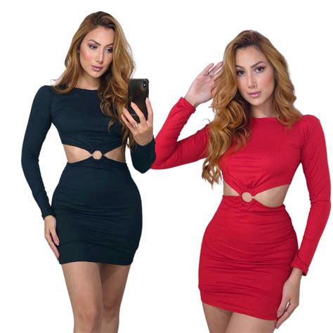 Vestido Manga Longa Argola Ribana Premium Fly Girl Shopee Brasil