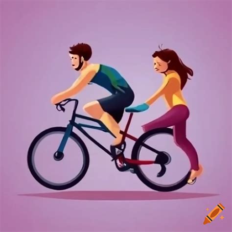 Man On Mountain Bike And Girl Running Together On Craiyon