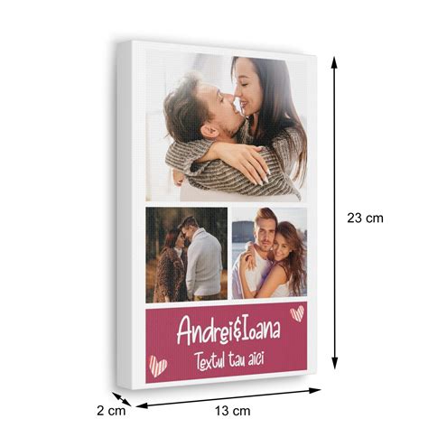 Tablou Canvas 14x23 Cm Personalizat Cu 3 Poze Si Text Stickerino