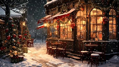 Smooth Jazz Music In A Snowy Coffee Shop Ambience Winter Snow