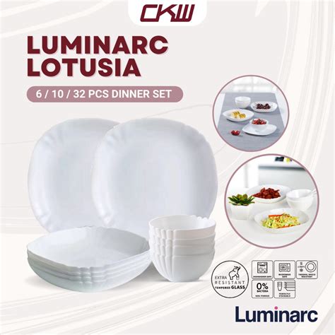 Luminarc Lotusia 6 10 32 Pcs Dinner Set Plate Dinner Soup Deep