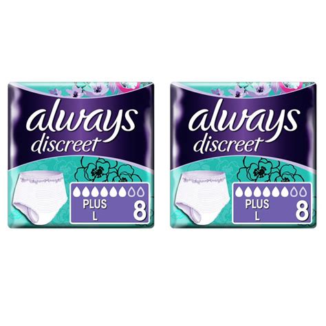 Always Discreet Pants Plus Large Bulk Saver 2 Packs Of 8