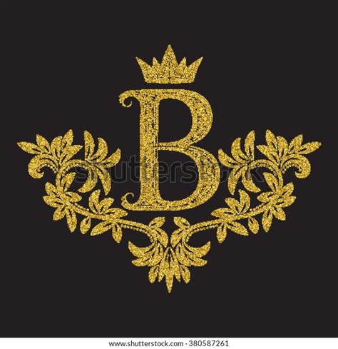 Golden Glittering Letter B Monogram Vintage Stock Vector (Royalty Free ...