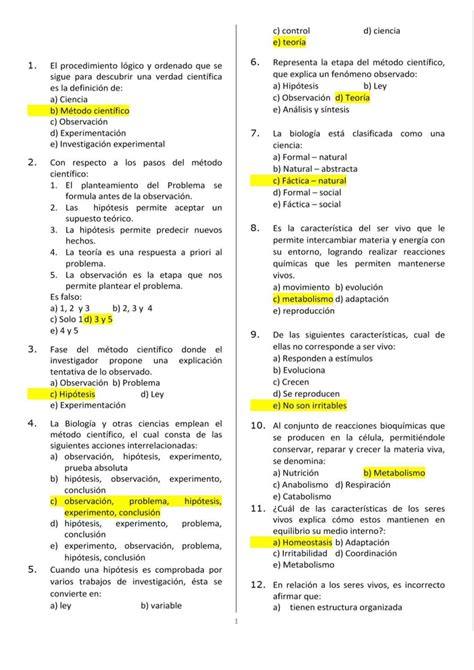 PREGUNTAS DE ADMISION UNPRG maturité tests effectués de Biologie